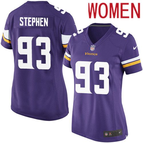 Women Minnesota Vikings #93 Shamar Stephen Nike Purple Game Player NFL Jersey